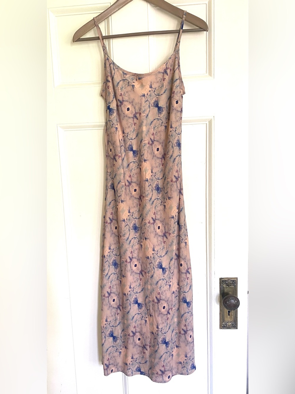 Cali Dreaming Silky Floral Slip Dress in Blush Pink - size M